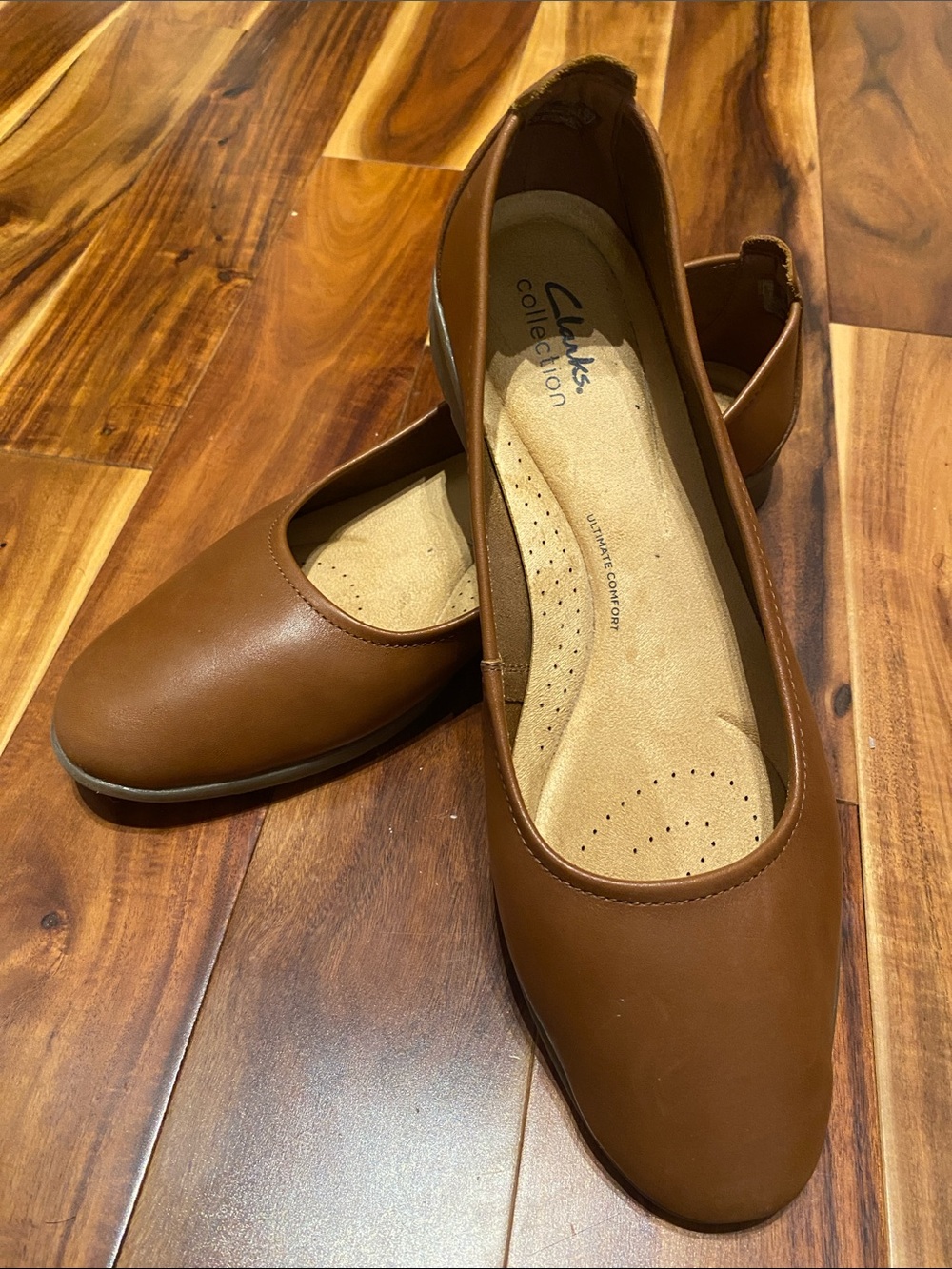 Women’s Size 11 Clarks Brown Leather Ballet Flats for Women